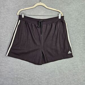 Adidas Shorts Women Large Black Athletic Running Gym Drawstring 3 Stripe